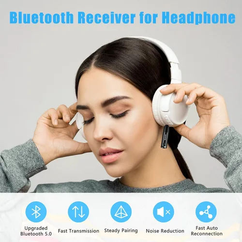 Vista 3 de Adaptador auxiliar Bluetooth, adaptador Bluetooth inalámbrico para automóvil, mini receptor auxiliar portátil de 0.138 in para automóvil