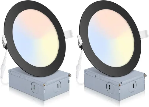 Vista 13 de 2 Pack de iluminación LED empotrable inteligente negra de 4 pulgadas, luces LED empotrables ultradelgadas de 4 pulgadas de 9 W, 850 lúmenes