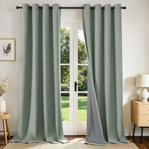 Vista 20 de Joydeco Cortinas opacas de 72 pulgadas de largo, 2 paneles burg, cortinas de oscurecimiento de habitación para dormitorio, cortinas térmicas Negro