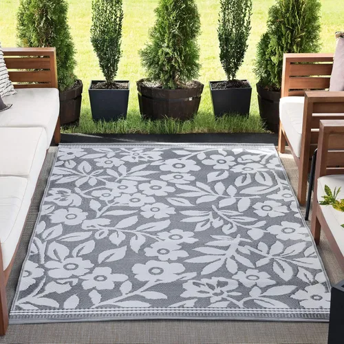 Vista 8 de Alfombra reversible de plástico, resistente al agua, para exteriores, 8 x 10 pies, para patio, terraza, porche, campamento, caravana, resistente a