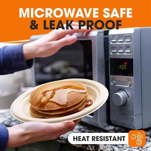 Vista 8 de Cheer Collection Platos biodegradables de 7 pulgadas, platos de papel 100% compostables, platos desechables ecológicos para alimentos calientes