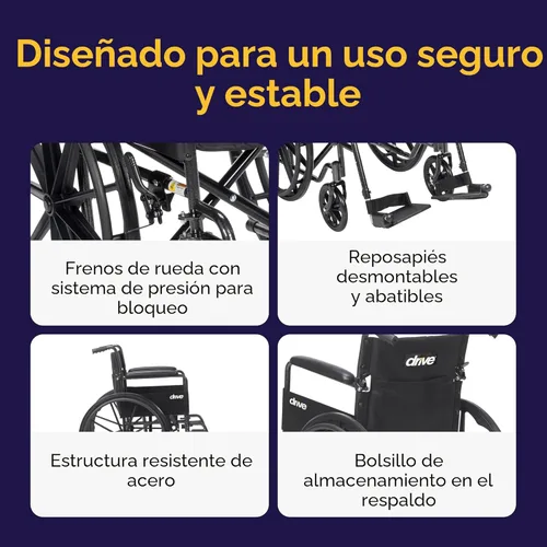 Vista 3 de Silla de ruedas plateada con reposabrazos enteros y reposapiés removible, SSP118FA-SF, Universal, Negro, 1, 1