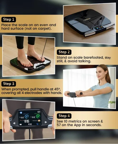 Vista 6 de Homerz Báscula de grasa corporal – Báscula inteligente con IMC, grasa corporal, masa muscular, báscula de composición corporal completa con análisis