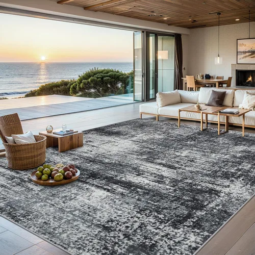 Vista 3 de Area Rugs - Alfombra para sala de estar, 4 x 6, lavable, moderna, abstracta, suave, neutra, antideslizante, grande para interiores, resistente a