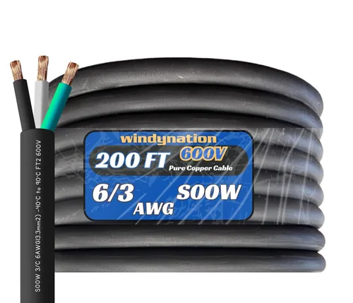 Vista 9 de WindyNation Cable de cable SOOW SO de 5 pies 6/3 6 AWG - Cable de extensión de alimentación portátil de 600 V calibre 6 600 V para cargadores
