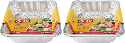 Vista 10 de Glad Sartenes de vapor desechables de aluminio de tamaño completo, sartenes de papel de aluminio de alta resistencia para vapor, hornear, asar
