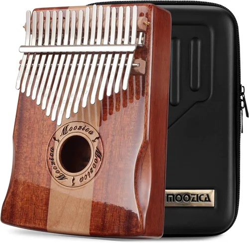 Vista 10 de Moozica Kalimba de 17 teclas Marimba, piano de pulgar profesional de madera de koa sólida Instrumento musical (Koa-K17K)