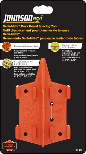 Vista 3 de Johnson Level & Tool 60-275 Deck Mate, herramienta espaciadora para tablas de cubierta, naranja, 1 nivel*
