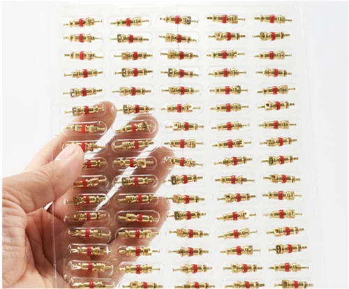 Vista 6 de KURAMI - 100 tapones de vástago de válvula de neumático+100 piezas de repuesto de núcleos de válvula de neumático para automóvil, camión