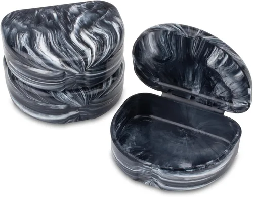 Vista 17 de Estuches de retención de ortodoncia de mármol Practicon, estuche alineador ortodóntico, soporte para protector bucal (paquete de 3) (Medianoche)