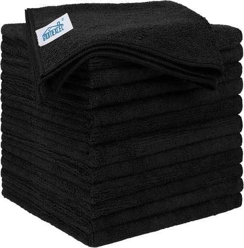 Vista 22 de HOMEXCEL Paquete de 6 paños de limpieza de microfibra negros, toallas de microfibra de 12.5 x 12.5 pulgadas para automóviles, paño de lavado