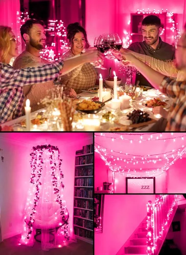 Vista 4 de Luces de Navidad con batería Brightown, 8 pies, 20 luces LED mini con temporizador, luces de árbol de Navidad para dormitorio, interior, exterior