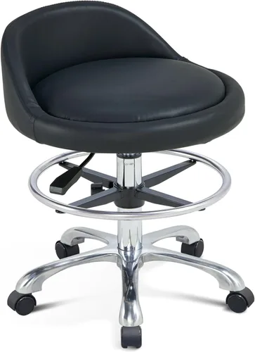 Taburete Rolling Shop con soporte de espalda, taburete ajustable en altura con ruedas, resistente para salón, spa, tatuaje, esteticista y cocina
