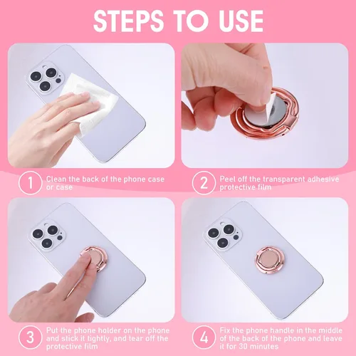 Vista 6 de Cobee Soporte de anillo para teléfono celular, paquete de 2 soportes plegables con forma de oso, soporte de teléfono celular con rotación de 360°