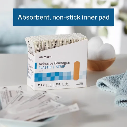 Vista 2 de McKesson 16-4821 Medi-Pak Performance - Vendaje adhesivo, transparente, tira, 1 pulgada de ancho, 3 pulgadas de largo (paquete de 2400)