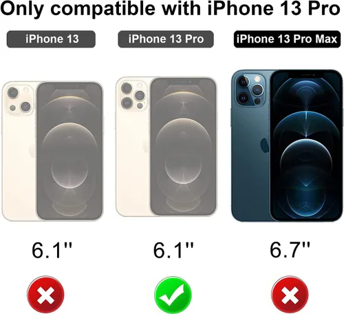 Vista 6 de Funda tipo cartera para iPhone 13 Pro con tarjetero para mujeres y hombres, de piel sintética, para iPhone 13 Pro de 6.1 pulgadas (azul)