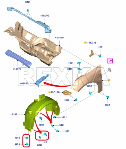 Vista 7 de Rexka 10 juegos de tornillos T30 para cubierta de protección contra salpicaduras de motor T30, kit de clip de tuerca de perno compatible con Ford