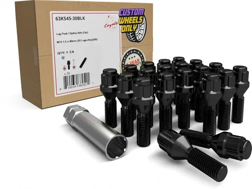 Vista 19 de Wheel Accessories Parts 20 pernos de rosca M12 x 1.5, 12 x 1.5, acabado cromado, vástago de 0.945 in de longitud, 0.669 in, hexagonal, compatible