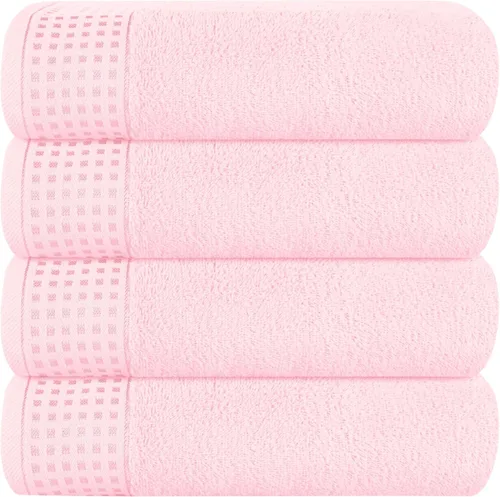 Vista 15 de GLAMBURG Juego de 2 toallas de baño de gran tamaño 100% algodón de 28 x 55 pulgadas, ultra suaves, altamente absorbentes, compactas, de secado