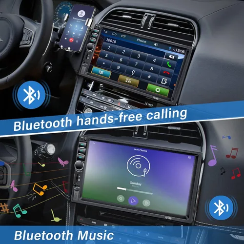 Vista 5 de Estéreo de auto doble DIN con micrófono de cámara de respaldo, pantalla táctil de 7 pies, radio de 2 DIN, reproductor de MP5, receptores de audio