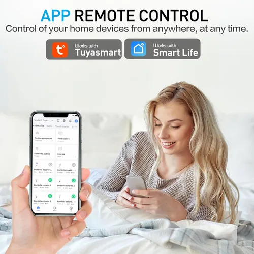 Vista 2 de KimPump Enchufes inteligentes WiFi, enchufe controlado por aplicación, compatible con Alexa y Google Home, enchufe de salida inalámbrico