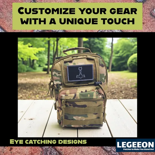 Vista 8 de Blackout Mjolnir 2x3.25 Thor Hammer Suprimido nórdico vikingo moral militar parche de gancho táctico