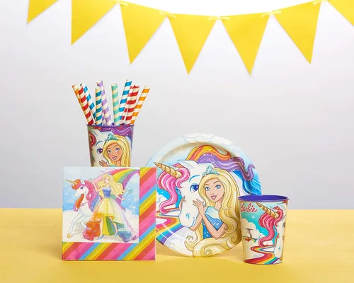 Vista 3 de American Greetings Suministros de fiesta de Barbie, servilletas de papel para almuerzo (50 unidades)