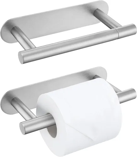 Vista 17 de Soporte de papel higiénico autoadhesivo, soporte de rollo de papel higiénico de níquel cepillado SUS304 de acero inoxidable, soporte de toalla