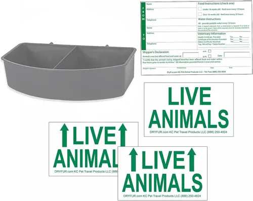 Kit de viaje para perrera para mascotas, plato de gancho y etiquetas de animales vivos (pequeño) de DryFur