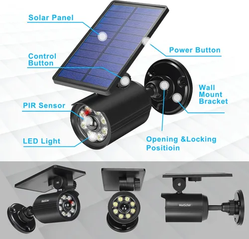 Vista 6 de Luces solares con sensor de movimiento para exteriores, IP67, impermeable, 360°, giratorio, energía solar, luces de inundación para graneros