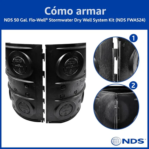 Vista 3 de Sistema de lixiviación de agua potable NDS FWAS24 Flo-Well, de 24 x 28.75 pulgadas, negro