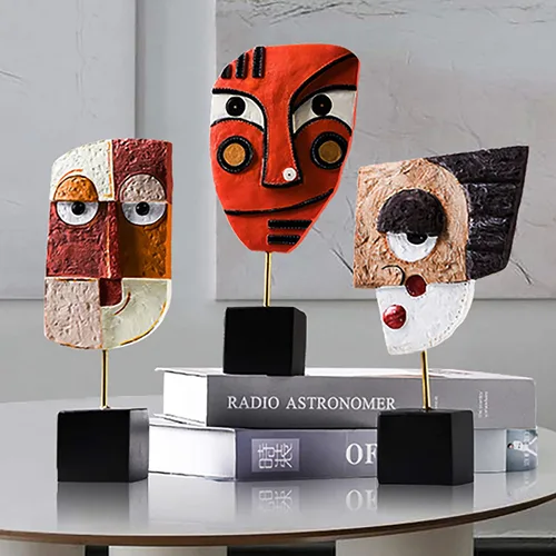 Vista 5 de Harmony - Escultura abstracta de resina hecha a mano para decoración moderna del hogar, estante de libros, soporte de TV, sala de estar, comedor