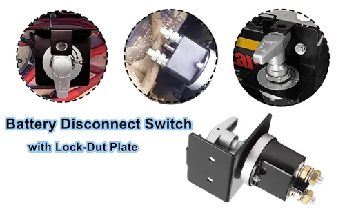 Vista 5 de Interruptor de desconexión de batería 20247 con placa de bloqueo, interruptor de desconexión maestro de disco de 500 A 12 V, polaridad negativa