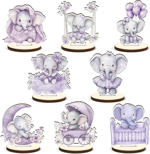 Vista 14 de 16 piezas de centro de mesa de madera para baby shower con oso azul desmontable, señal de mesa "Es un niño", revelación de género, decoración