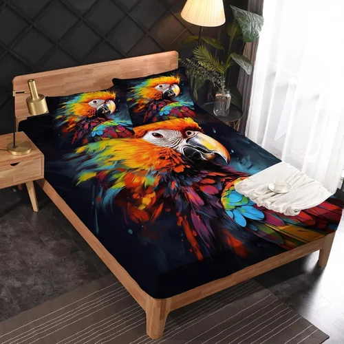 Vista 52 de Juego de sábanas abstractas tamaño individual, sábanas de microfibra suave, bolsillo profundo, sábanas y fundas de almohada estampadas sin arrugas