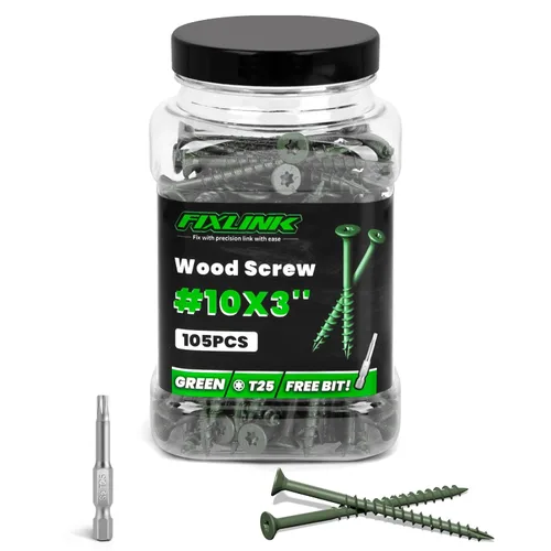 Vista 8 de Tornillos para madera de 2-1/2 pulgadas, tornillos para terraza FIXLINK #10 x 2-1/2", 310 piezas, recubiertos con epoxi, broca de estrella T25