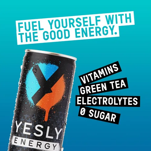 Vista 4 de Yesly Bebida energética, Tropical Punch, bebida energética espumosa con sabor natural con electrolitos, magnesio, potasio, vitamina C, B6 y B12