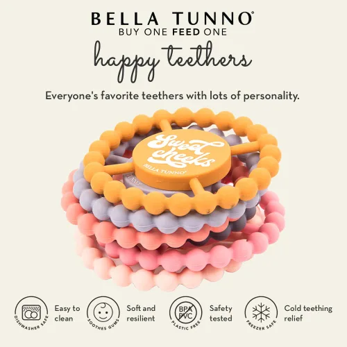 Vista 2 de Bella Tunno Happy Teether para Niñas - Anillo de Dentición Suave y de Agarre Fácil Perfecto para Bebés y Juguetes de Dentición para Ayudar a Calmar
