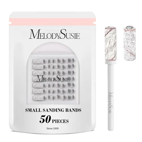 MelodySusie 50 piezas de brocas para lima de uñas pequeñas con bandas de lijado y mordaza de 3.1mm, lima de uñas de grano medio 120 para uñas Cebra