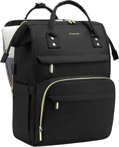 Vista 16 de Mochila para laptop LOVEVOOK para mujer, Negro, Mochilas Daypack