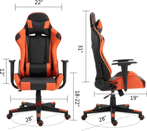 Vista 23 de Modern-Depo Black Virgo Zodiac - Silla de juegos con diseño ergonómico, giratorio y reclinable ajustable, capacidad de carga de 330 libras