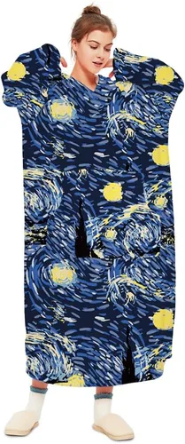 Vista 63 de THREE POODLE - Manta con capucha portátil para mujeres, sudadera con capucha de sherpa de gran tamaño para adultos hombres, mantas con capucha