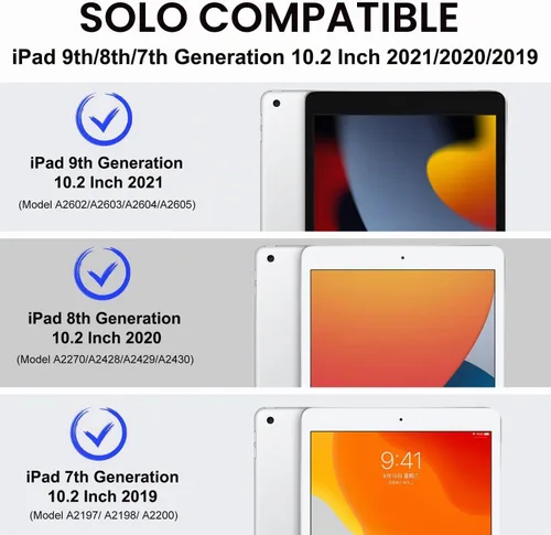 Vista 3 de OKP Funda para iPad de 9ª generación 2021/8ª generación 2020/7ª generación 2019 de 10.2 pulgadas, funda con visión multiángulo, cuero PU con soporte