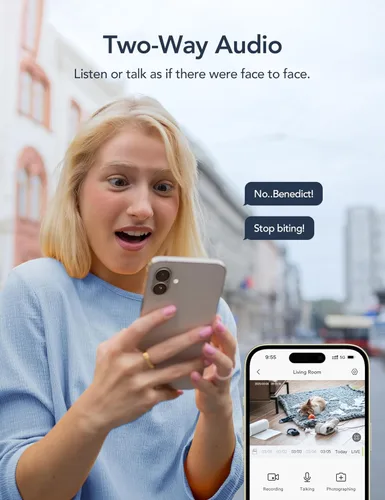 Vista 4 de Cámara de seguridad interior GNCC, cámaras 2K para seguridad del hogar con detección de movimiento, cámara para bebé/mascota con aplicación