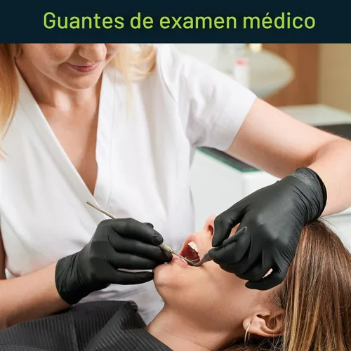 Vista 2 de FifthPulse Guantes desechables de vinilo negro - Guantes de examen médico sin polvo y látex