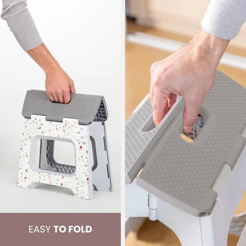 Vista 8 de Vigar Taburete plegable compacto, 10-1/2 pulgadas, ligero, capacidad de 330 libras, antideslizante taburete plegable, cuerpo de terrazo