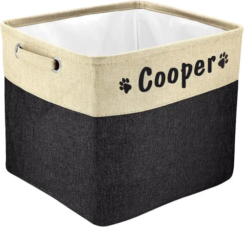 Vista 17 de PET ARTIST Cesta plegable de almacenamiento de juguetes para perros con nombre personalizado de la mascota, caja de almacenamiento rectangular