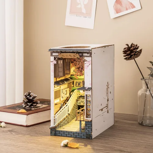 Vista 4 de RoWood Book Nook - Juego de rompecabezas en miniatura de madera 3D, kit de manualidades para adultos