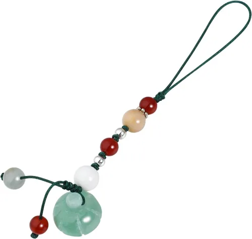 Vista 8 de Hemobllo Abalorio para teléfono – Jade Lotus Phone Charm Strap Agate Mobile Phone Pendant Decorativo Teléfono Celular Accesorios para Llavero
