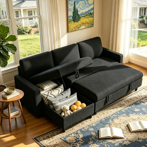 Vongrasig Sofá cama con almacenamiento para espacios pequeños, sofá convertible pequeño extraíble con diván de almacenamiento, sofá cama modular en